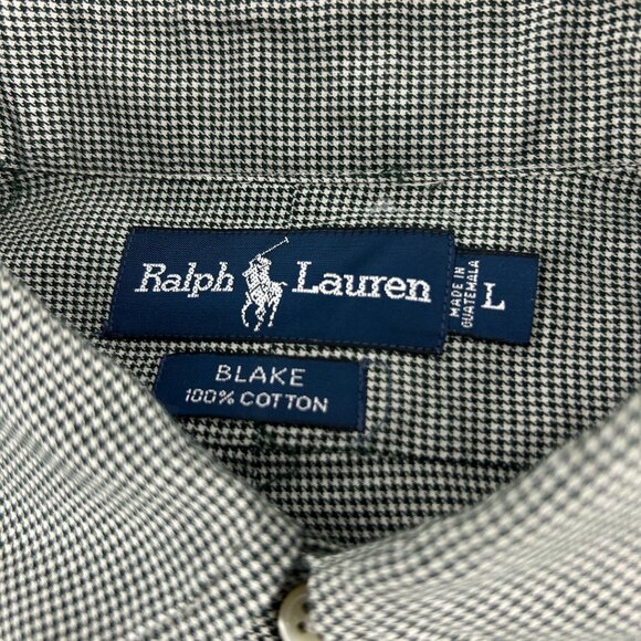Ralph Lauren Blake Button Down Shirt Size Large Cotton Brown Pony Houndstooth - Picture 6 of 11